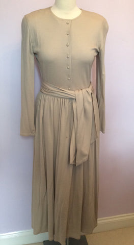 Vintage Jaeger Beige Wool Long Sleeve Dress Size 8 - Whispers Dress Agency - Sold - 1