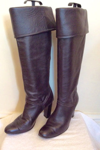 Dorothy Perkins Dark Brown Knee High Leather Boots Size 5/38 - Whispers Dress Agency - Womens Boots - 1