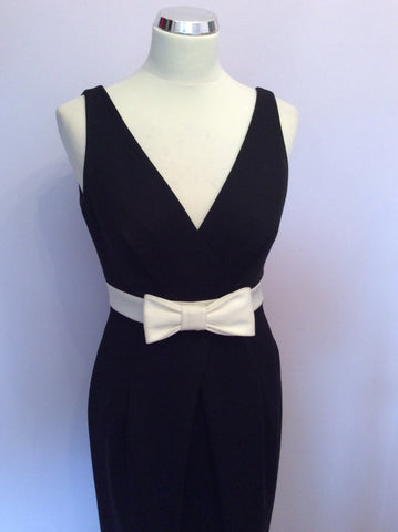 Sara Bernshaw Black & White Bow Trim Occasion Dress Size 10 - Whispers Dress Agency - Womens Dresses - 2