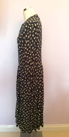 Vintage Jaeger Blue & Cream Floral Print Tea Dress Size 10 - Whispers Dress Agency - Womens Vintage - 3