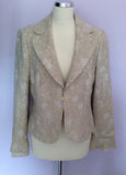 Smart Per Una Beige Embossed Floral Print Linen Jacket Size 14 - Whispers Dress Agency - Womens Coats & Jackets - 1