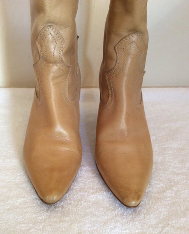 Bronx Camel Cowboy Style Leather Ankle Boots Size 3.5/36 - Whispers Dress Agency - Womens Boots - 3