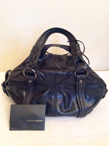 Francesco Biasia Black Leather Hand Bag - Whispers Dress Agency - Sold - 1