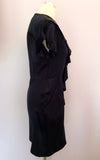 WHISTLES DARK BLUE SILK FRILL TRIM DRESS SIZE 8 - Whispers Dress Agency - Womens Dresses - 2