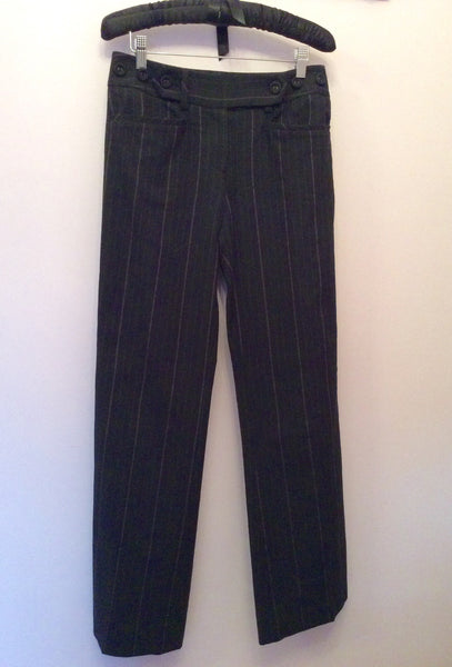 Whistles Black & Brown Pinstripe Formal Trousers Size 8 - Whispers Dress Agency - Womens Trousers - 1