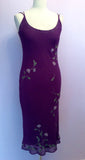 Edina Purple Embroidered & Beaded Silk Dress & Matching Cardigan Size 10/S - Whispers Dress Agency - Sold - 4