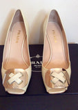 Prada Cream Patent Leather Peeptoe Heels Size 3.5/36 - Whispers Dress Agency - Womens Heels - 2