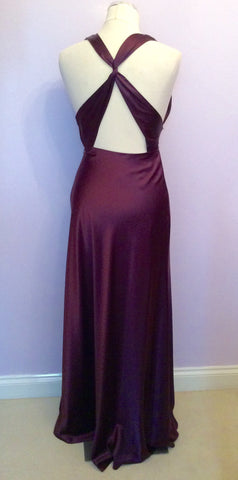 Dynasty Deep Plum Satin Long Evening Dress Size 8 - Whispers Dress Agency - Womens Eveningwear - 5