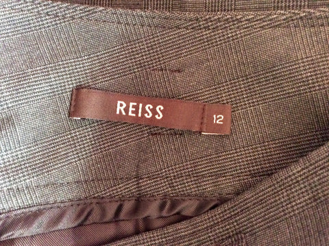 REISS BROWN CHECK CITY SHORTS/ CROP TROUSERS SIZE 12 - Whispers Dress Agency - Womens Trousers - 3