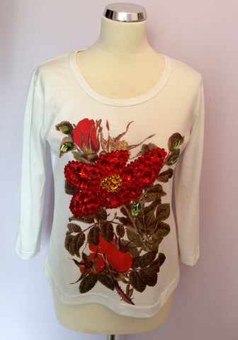 BUTLER & WILSON WHITE JEWELLED FLOWER TOP SIZE M - Whispers Dress Agency - Sold - 1