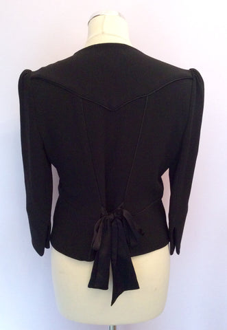Temperley Black Fitted Bow Trim Jacket Size 10 - Whispers Dress Agency - Womens Suits & Tailoring - 4