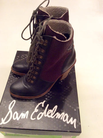 Sam Elderman Tara Black & Brown Lace Up Ankle Boots Size 5/38 - Whispers Dress Agency - Sold - 1