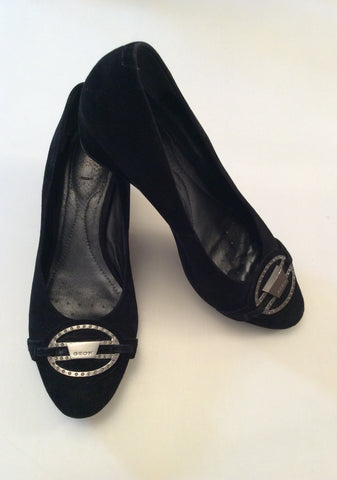 Geox Respira Black Suede Wedge Heels Size 6.5/39.5 - Whispers Dress Agency - Sold - 1
