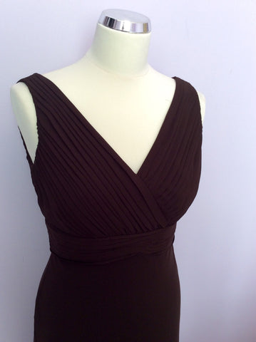 John Lewis Dark Brown Pleated Top Dress Size 10 - Whispers Dress Agency - Womens Dresses - 2