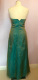 JOHN CHARLES TURQOUISE & GOLD ORGANZA STRAPLESS EVENING DRESS SIZE 8 - Whispers Dress Agency - Womens Dresses - 4