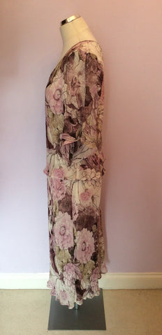 Roman Originals Purple & Pink Floral Print Dress & Scarf Size 14 - Whispers Dress Agency - Womens Dresses - 3