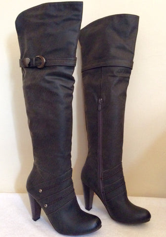 Brand New Moow Dark Grey Over Knee Length Boots Size 6/39 - Whispers Dress Agency - Sold - 1