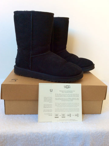 UGG BLACK SHEEPSKIN CLASSIC SHORT BOOTS SIZE 6.5/39 - Whispers Dress Agency - Sold - 2