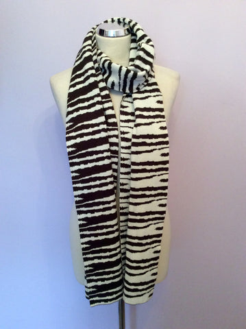 Whistles Dark Brown & Ivory Striped Long Scarf - Whispers Dress Agency - Womens Scarves & Wraps - 1