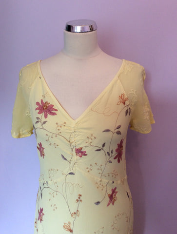 Ghost Yellow Embroidered Floral Dress Size M (UK 10/12) - Whispers Dress Agency - Sold - 2