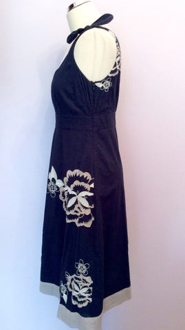 Monsoon Blue With Embroidered Flowers Cotton Summer Dress Size 10 - Whispers Dress Agency - Womens Dresses - 2