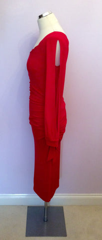Sara Bernshaw Red Open Long Sleeve Occasion Dress Size 8 - Whispers Dress Agency - Womens Dresses - 2