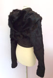 Diesel Black Rabbit Fur Hooded Jacket Size S Fit UK 8 - Whispers Dress Agency - Sold - 3