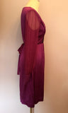 Monsoon Deep Pink Beaded Trim Silk Dress Size 10 - Whispers Dress Agency - Sold - 2