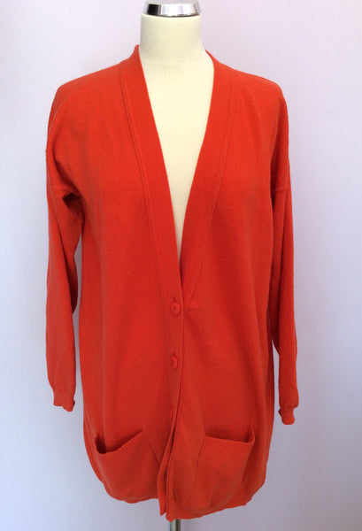Jaeger Orange Lambswool V Neck Cardigan Size 34" Approx M/L - Whispers Dress Agency - Sold - 1