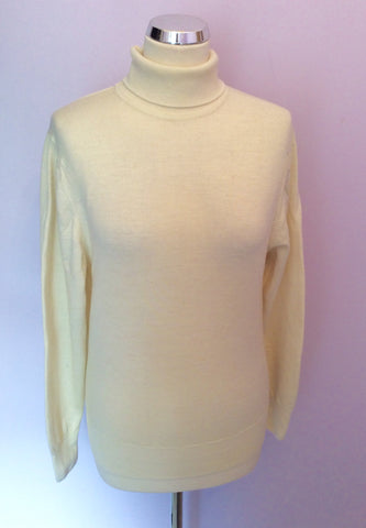 Vintage Jaeger Cream Poloneck Wool Jumper Size 34" UK S/M - Whispers Dress Agency - Womens Vintage - 1