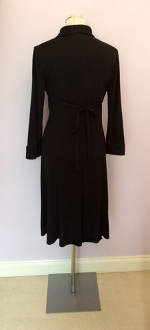 HOBBS BLACK COLLARED 3/4 SLEEVE DRESS SIZE 10 - Whispers Dress Agency - Womens Dresses - 4