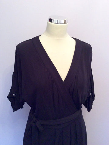 LK Bennett Black Short Sleeve Wrap Dress Size 14 - Whispers Dress Agency - Sold - 2