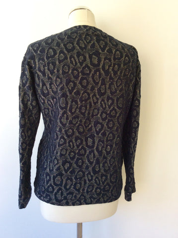 REISS 1971 NAVY BLUE & METALLIC ANIMAL PRINT DRAKE TOP SIZE S - Whispers Dress Agency - Womens Tops - 3