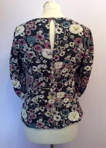 GREAT PLAINS DARK GREY FLORAL PRINT V NECK TOP SIZE M - Whispers Dress Agency - Womens Tops - 3