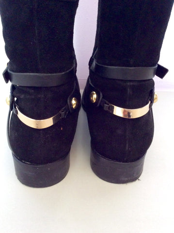 Carvela Black Suede & Leather Strap Knee High Boots Size 5/38 - Whispers Dress Agency - Sold - 4
