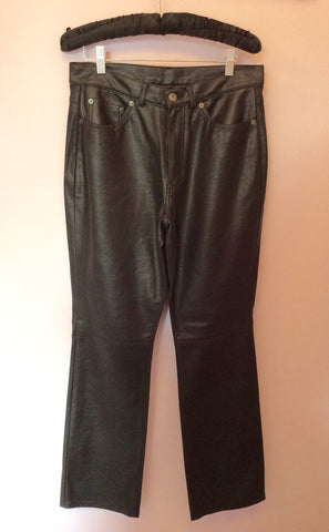 Marks & Spencer Black Pvc Leather Look Trousers Size 12 - Whispers Dress Agency - Womens Trousers - 1
