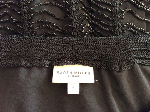 Karen Millen Black Crocheted Beaded Skirt Size 1 UK 8/10 - Whispers Dress Agency - Womens Skirts - 3