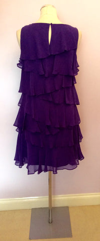 MONSOON PURPLE SILK TIERED OCCASION DRESS SIZE 10 - Whispers Dress Agency - Sold - 3