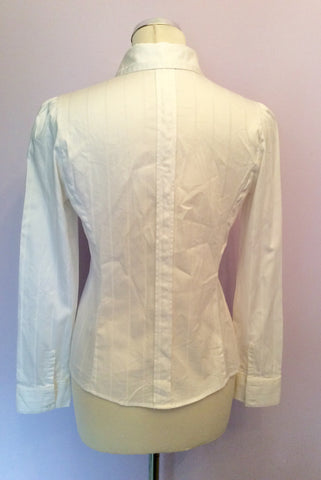 Reiss White Liorna White Cotton Fitted Stripe Shirt Size 10 - Whispers Dress Agency - Sold - 2