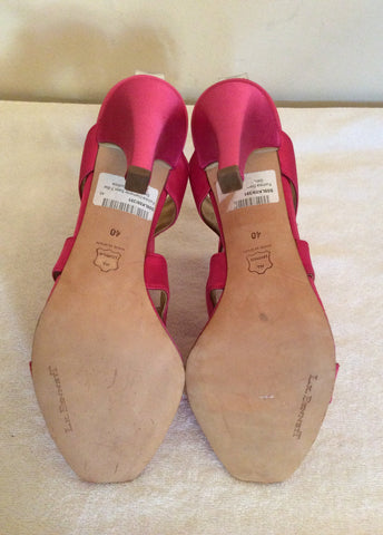 Brand New LK Bennett Fuchsia Pink Satin Jewelled Heel Mules Size 7/40 - Whispers Dress Agency - Sold - 5