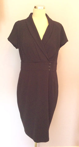 Holly Willoughby Black V Neck Pencil Dress Size 14 - Whispers Dress Agency - Sold - 1