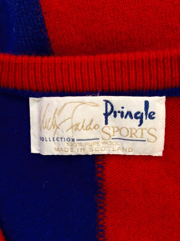Nick Faldo For Pringle Blue & Red Stripe Golf Jumper Size M - Whispers Dress Agency - Mens Knitwear - 3