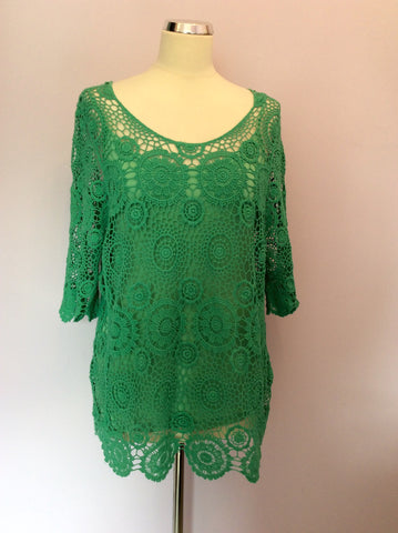 Made In Italy Green Crocheted Top & Camisole Size 3 UK 12/14 - Whispers Dress Agency - Sold - 1
