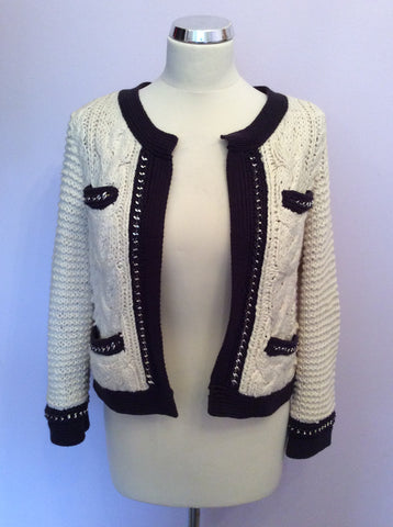 Whistles Cream & Navy Blue Trim Cardigan Size S/M - Whispers Dress Agency - Sold - 1