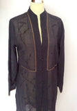 NITYA DARK BLUE WOOL BLEND EMBROIDERED DUSTER COAT SIZE 42 UK 14 - Whispers Dress Agency - Sold - 2