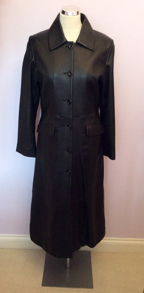BRAND NEW BENNYS SHOP BLACK SOFT LEATHER LONG COAT SIZE S - Whispers Dress Agency - Womens Coats & Jackets - 1