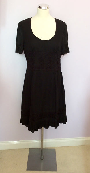 Fenn Wright Manson Black Lace Trim Dress Size 14 - Whispers Dress Agency - Sold - 1