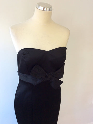 COAST BLACK MATT SATIN STRAPLESS COCKTAIL/OCCASION WEAR SIZE 14 - Whispers Dress Agency - Sold - 2
