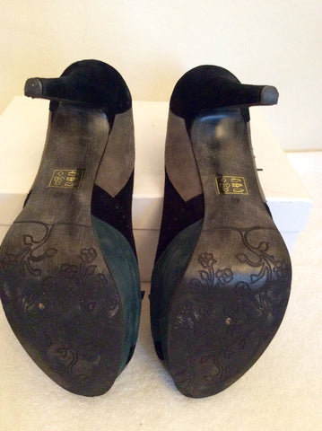 Pulse Mystic Teal, Grey & Black Suede Heels Size 7/40 - Whispers Dress Agency - Womens Heels - 7