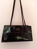 Gabor Black Croc Leather & Fabric Shoulder Bag - Whispers Dress Agency - Sold - 1